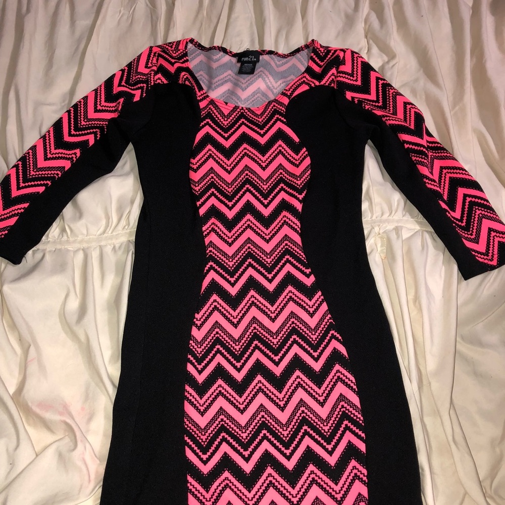 Black and pink midi dress